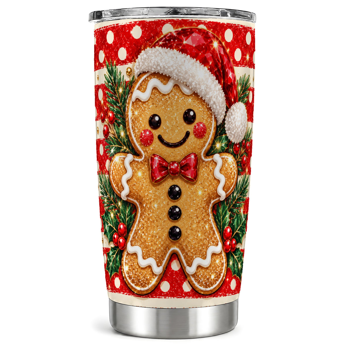 Gingerbread Tumbler 20oz, Christmas Cookie Tumbler, Travel Cup