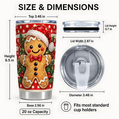 #pl[20oz|Steel] Gingerbread Tumbler 20oz, Christmas Cookie Tumbler, Travel Cup