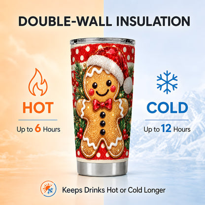 Gingerbread Tumbler 20oz, Christmas Cookie Tumbler, Travel Cup