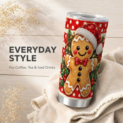 Gingerbread Tumbler 20oz, Christmas Cookie Tumbler, Travel Cup