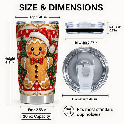 #pl[20oz|Steel] Ornate Gingerbread Tumbler 20oz, Christmas Tumbler, Travel Cup