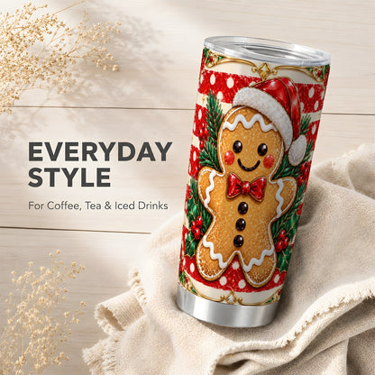 Ornate Gingerbread Tumbler 20oz, Christmas Tumbler, Travel Cup