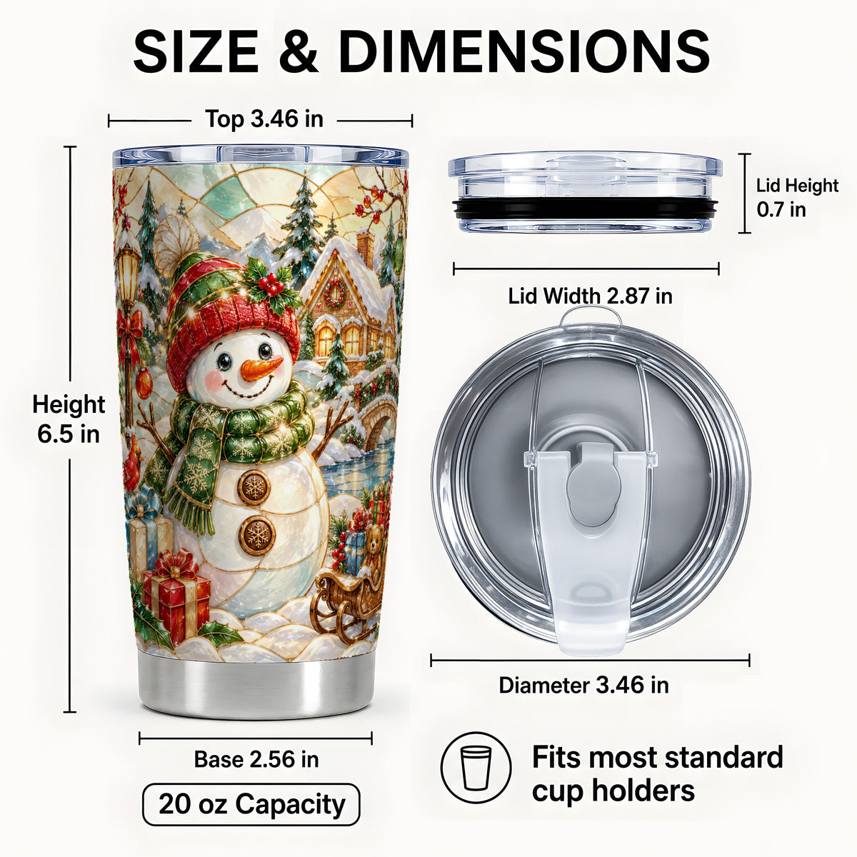 #pl[20oz|Steel] Snowman Village Tumbler 20oz, Winter Tumbler, Stainless Steel Travel Cup