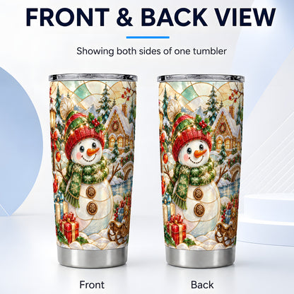 #pl[20oz|Steel] Snowman Village Tumbler 20oz, Winter Tumbler, Stainless Steel Travel Cup