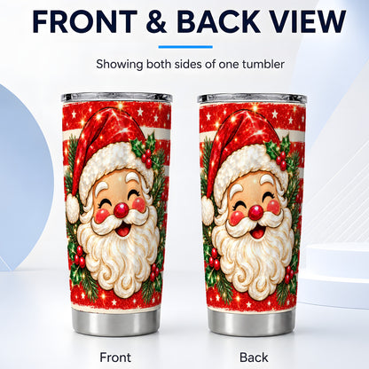 #pl[20oz|Steel] Smiling Santa Tumbler 20oz, Christmas Tumbler, Stainless Steel Travel Cup