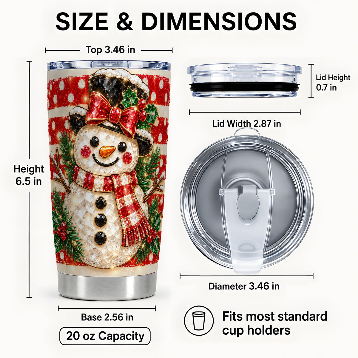 #pl[20oz|Steel] Top Hat Snowman Tumbler 20oz, Plaid Tumbler, Stainless Steel Travel Cup