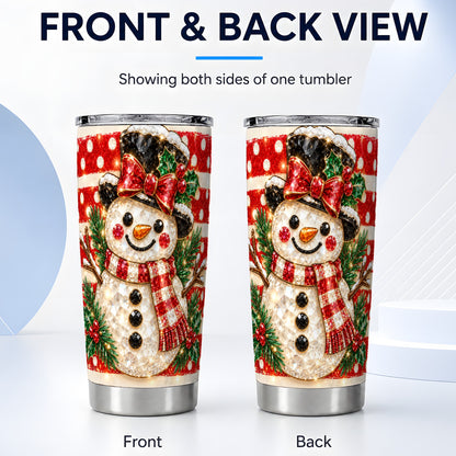#pl[20oz|Steel] Top Hat Snowman Tumbler 20oz, Plaid Tumbler, Stainless Steel Travel Cup