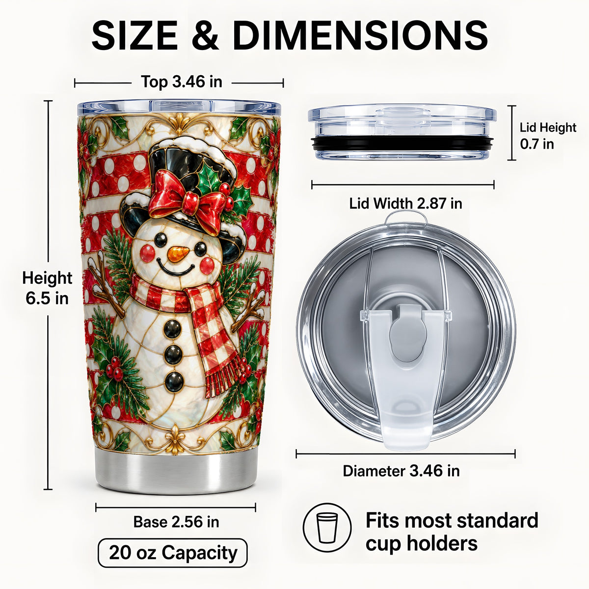 #pl[20oz|Steel] Ornate Snowman Tumbler 20oz, Poinsettia Tumbler, Stainless Steel Travel Cup