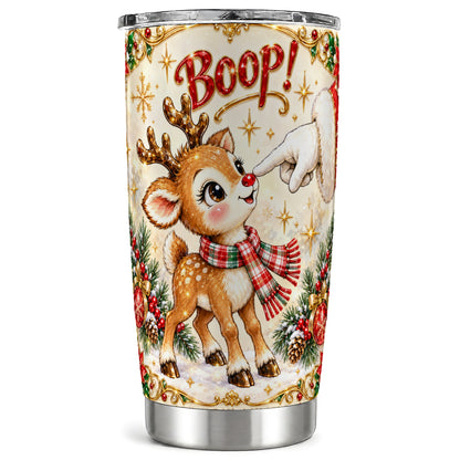 Cute Reindeer Tumbler 20oz, Christmas Tumbler, Stainless Steel Travel Cup
