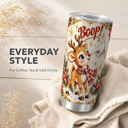 Cute Reindeer Tumbler 20oz, Christmas Tumbler, Stainless Steel Travel Cup