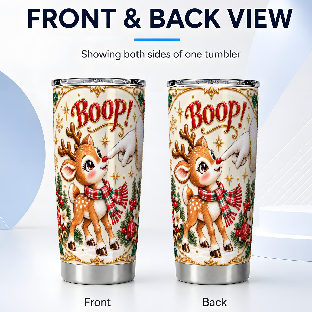 #pl[20oz|Steel] Cute Reindeer Tumbler 20oz, Christmas Tumbler, Stainless Steel Travel Cup