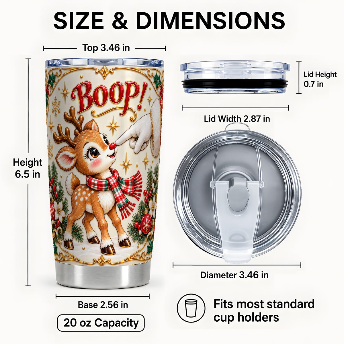 #pl[20oz|Steel] Cute Reindeer Tumbler 20oz, Christmas Tumbler, Stainless Steel Travel Cup