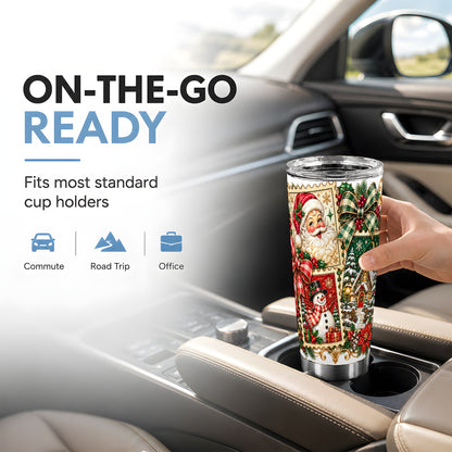 Santa Snowman Tumbler 20oz, Christmas Tumbler, Stainless Steel Travel Cup