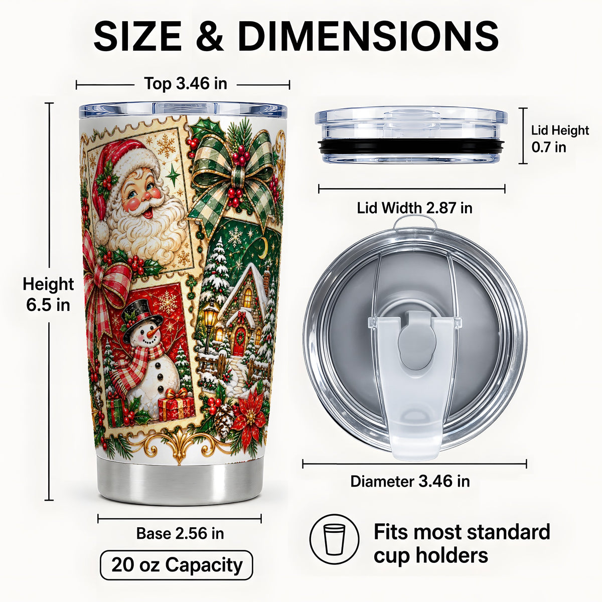#pl[20oz|Steel] Santa Snowman Tumbler 20oz, Christmas Tumbler, Stainless Steel Travel Cup
