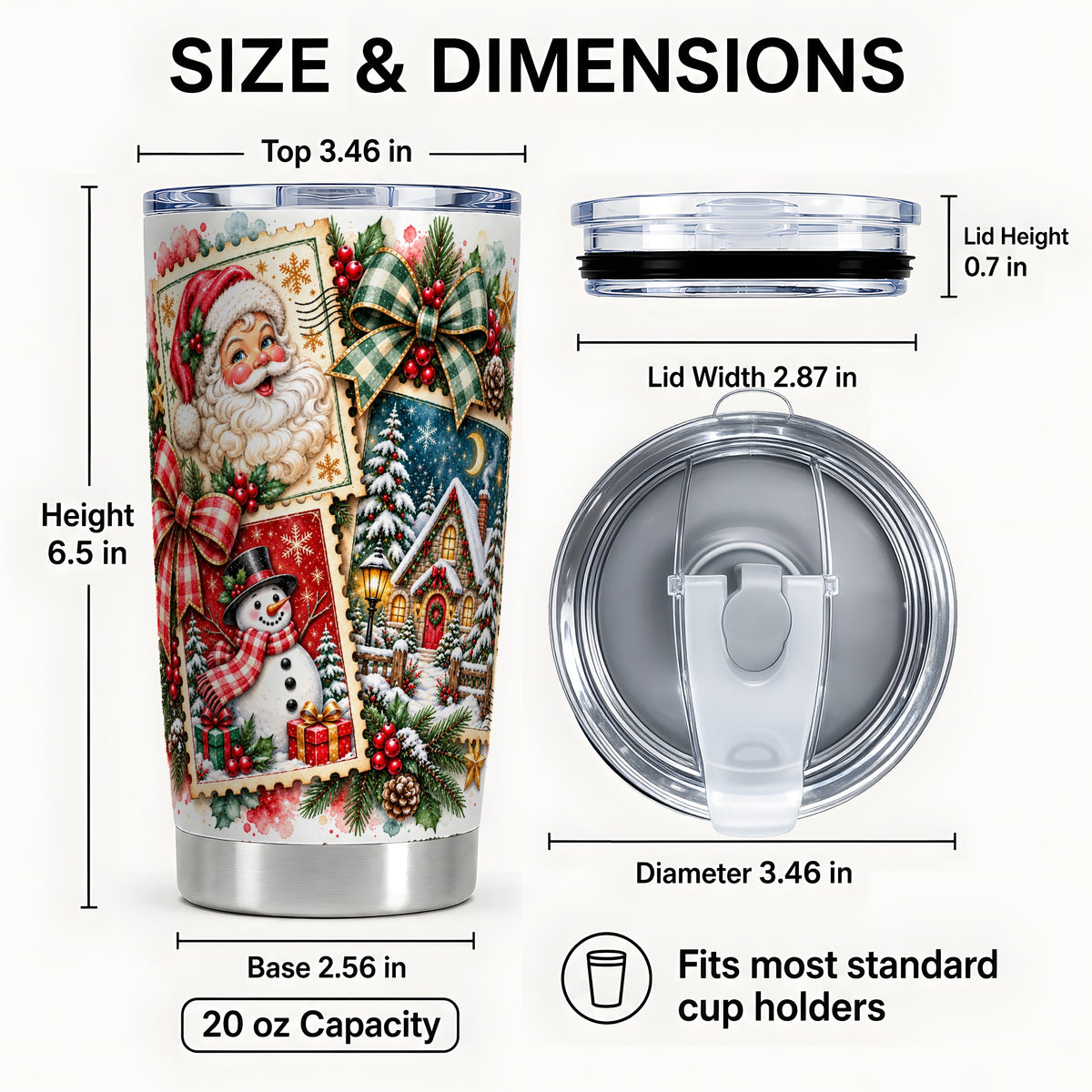 #pl[20oz|Steel] Santa Snowman Tumbler 20oz, Christmas Tumbler, Stainless Steel Travel Cup