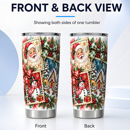 #pl[20oz|Steel] Santa Snowman Tumbler 20oz, Christmas Tumbler, Stainless Steel Travel Cup