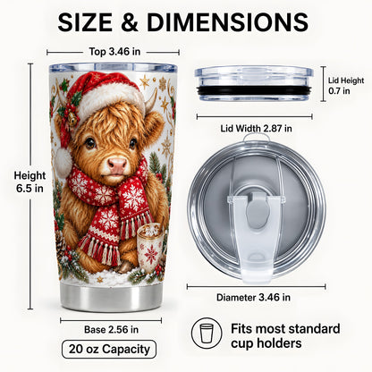 #pl[20oz|Steel] Highland Cow Tumbler 20oz, Christmas Tumbler, Stainless Steel Travel Cup