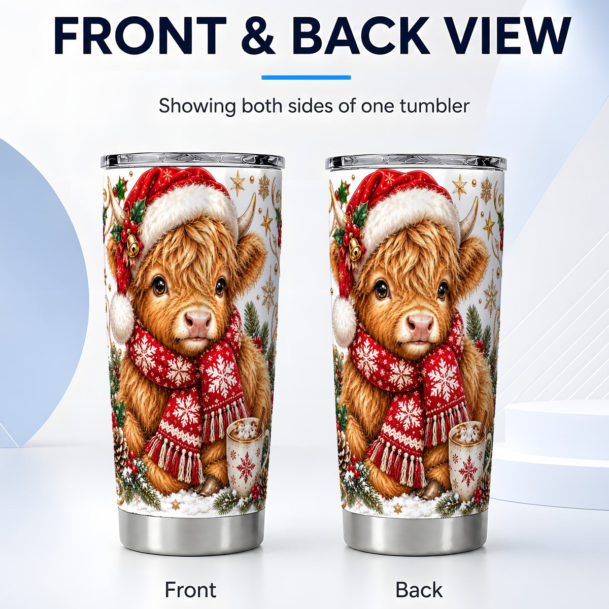 #pl[20oz|Steel] Highland Cow Tumbler 20oz, Christmas Tumbler, Stainless Steel Travel Cup