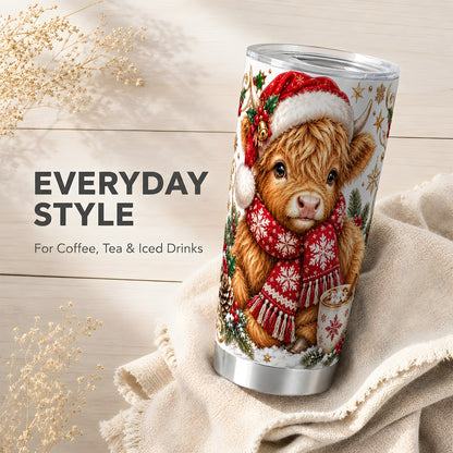 Highland Cow Tumbler 20oz, Christmas Tumbler, Stainless Steel Travel Cup