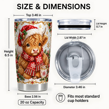#pl[20oz|Steel] Christmas Cow Tumbler 20oz, Highland Tumbler, Stainless Steel Travel Cup