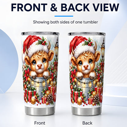 #pl[20oz|Steel] Christmas Cow Tumbler 20oz, Winter Tumbler, Stainless Steel Travel Cup