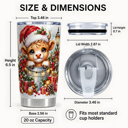 #pl[20oz|Steel] Christmas Cow Tumbler 20oz, Winter Tumbler, Stainless Steel Travel Cup