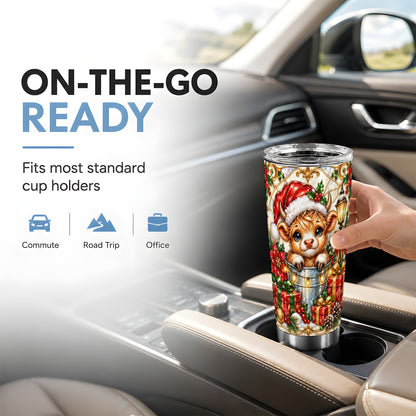 Christmas Cow Tumbler 20oz, Ornate Tumbler, Stainless Steel Travel Cup