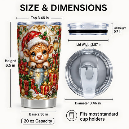 #pl[20oz|Steel] Christmas Cow Tumbler 20oz, Ornate Tumbler, Stainless Steel Travel Cup