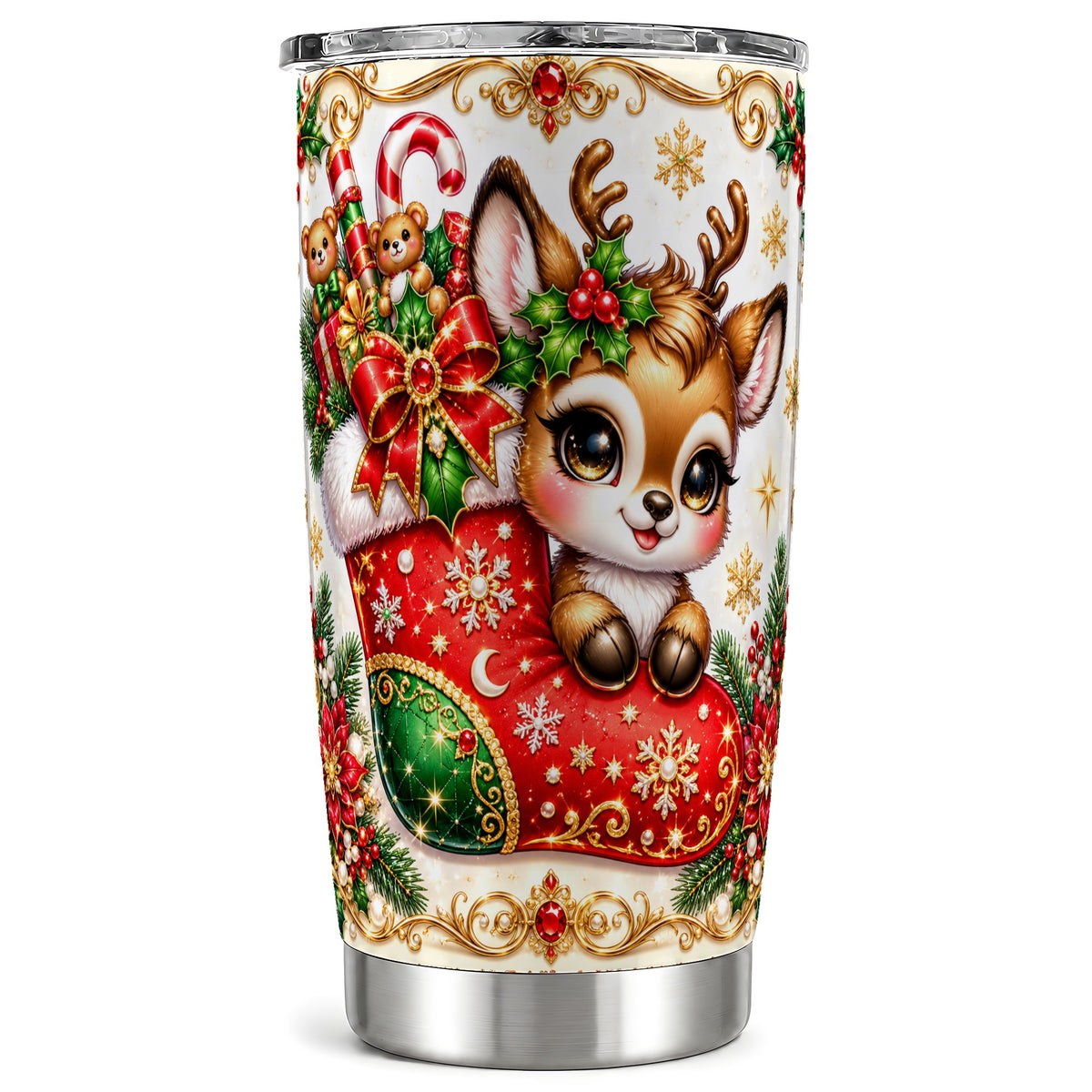 Christmas Reindeer Tumbler 20oz, Deer Tumbler, Stainless Steel Travel Cup