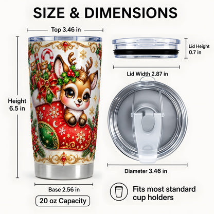 #pl[20oz|Steel] Christmas Reindeer Tumbler 20oz, Deer Tumbler, Stainless Steel Travel Cup