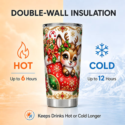 Christmas Reindeer Tumbler 20oz, Deer Tumbler, Stainless Steel Travel Cup