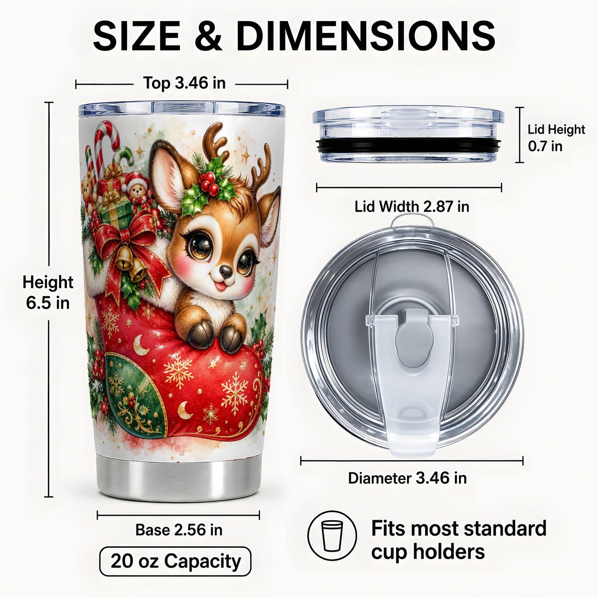 #pl[20oz|Steel] Christmas Reindeer Tumbler 20oz, Deer Tumbler, Stainless Steel Travel Cup
