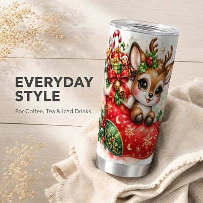 Christmas Reindeer Tumbler 20oz, Deer Tumbler, Stainless Steel Travel Cup