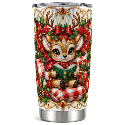 Christmas Reindeer Tumbler 20oz, Cute Deer Stainless Steel Travel Cup