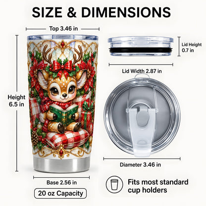 #pl[20oz|Steel] Christmas Reindeer Tumbler 20oz, Cute Deer Stainless Steel Travel Cup