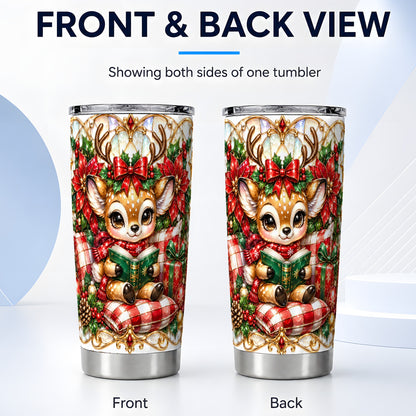 #pl[20oz|Steel] Christmas Reindeer Tumbler 20oz, Cute Deer Stainless Steel Travel Cup