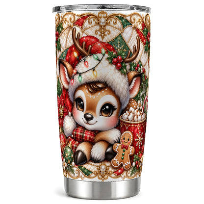 Christmas Reindeer Tumbler 20oz, Cocoa Deer Stainless Steel Travel Cup
