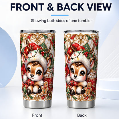 #pl[20oz|Steel] Christmas Reindeer Tumbler 20oz, Cocoa Deer Stainless Steel Travel Cup