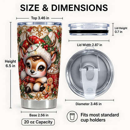 #pl[20oz|Steel] Christmas Reindeer Tumbler 20oz, Cocoa Deer Stainless Steel Travel Cup