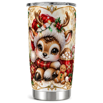 Christmas Reindeer Tumbler 20oz, Festive Deer Stainless Steel Travel Cup