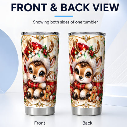 #pl[20oz|Steel] Christmas Reindeer Tumbler 20oz, Festive Deer Stainless Steel Travel Cup
