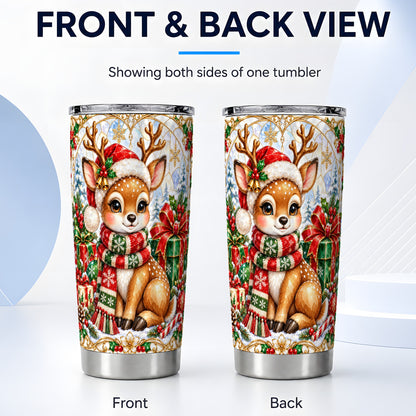 #pl[20oz|Steel] Christmas Deer Tumbler 20oz, Reindeer Tumbler, Stainless Steel Travel Cup