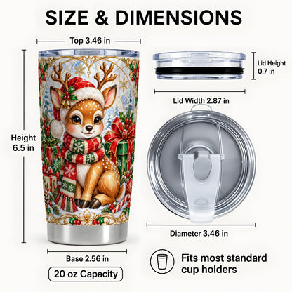 #pl[20oz|Steel] Christmas Deer Tumbler 20oz, Reindeer Tumbler, Stainless Steel Travel Cup