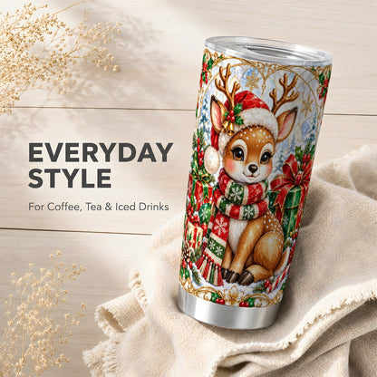 Christmas Deer Tumbler 20oz, Reindeer Tumbler, Stainless Steel Travel Cup