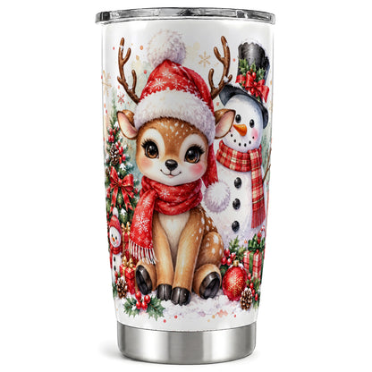Watercolor Deer Tumbler 20oz, Reindeer Tumbler, Stainless Steel Travel Cup