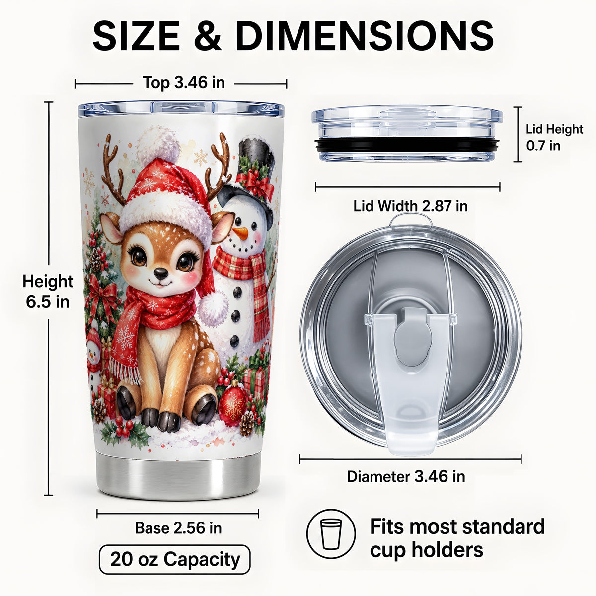 #pl[20oz|Steel] Watercolor Deer Tumbler 20oz, Reindeer Tumbler, Stainless Steel Travel Cup