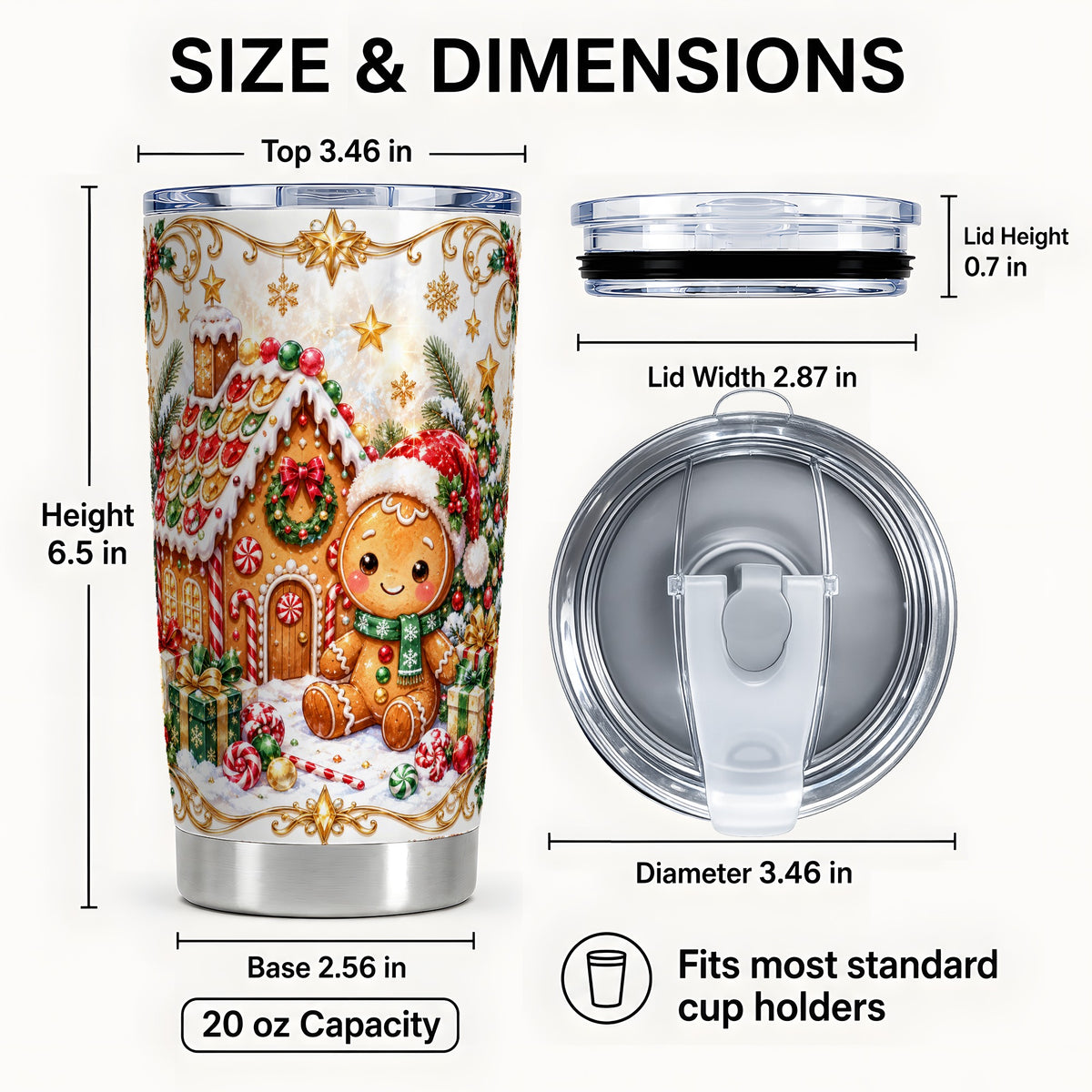 #pl[20oz|Steel] Gingerbread Tumbler 20oz, Cookie House Tumbler, Stainless Steel Travel Cup