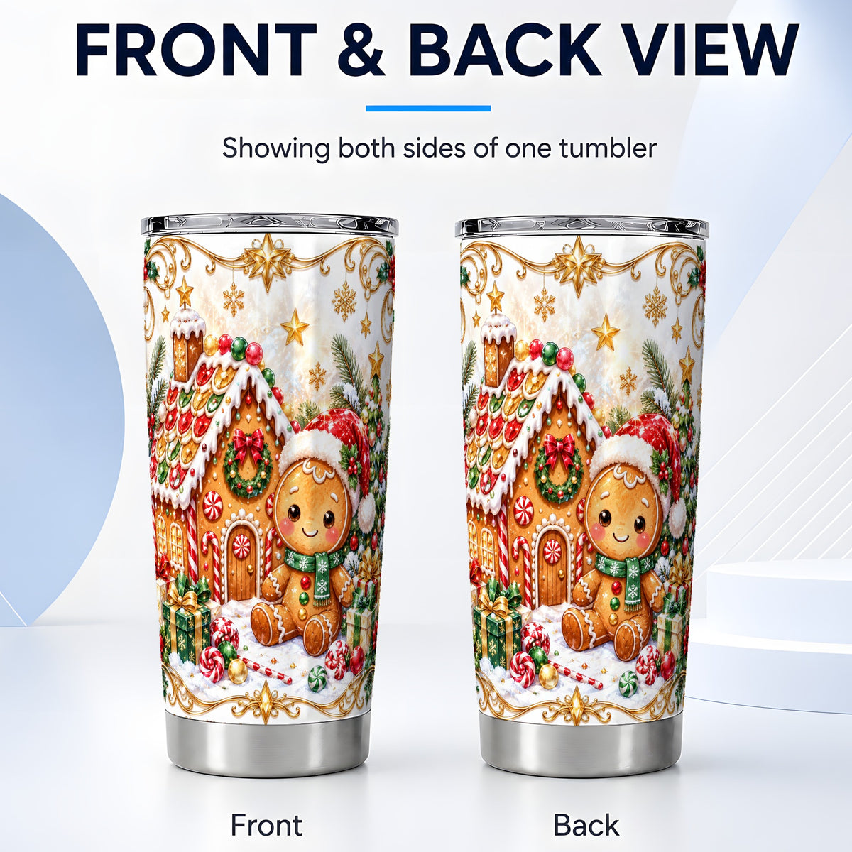 #pl[20oz|Steel] Gingerbread Tumbler 20oz, Cookie House Tumbler, Stainless Steel Travel Cup