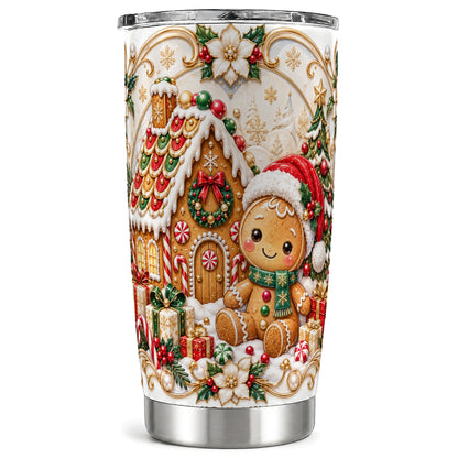 Ornate Gingerbread Tumbler 20oz, Cookie Tumbler, Stainless Steel Travel Cup
