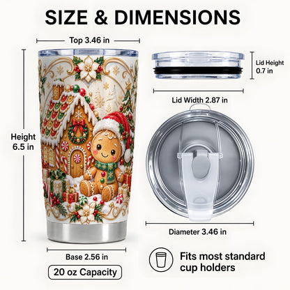 #pl[20oz|Steel] Ornate Gingerbread Tumbler 20oz, Cookie Tumbler, Stainless Steel Travel Cup